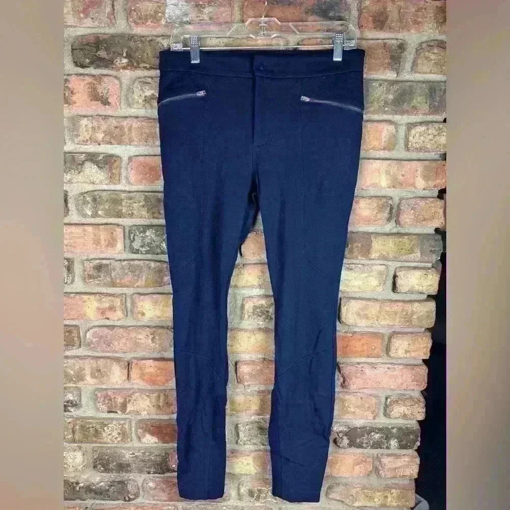 Navy Athleta Ponte Moto Skinny Leg, Pants. Size 8